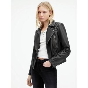 All Saints Cargo Distressed Leather Biker Jacket US 6 NEW